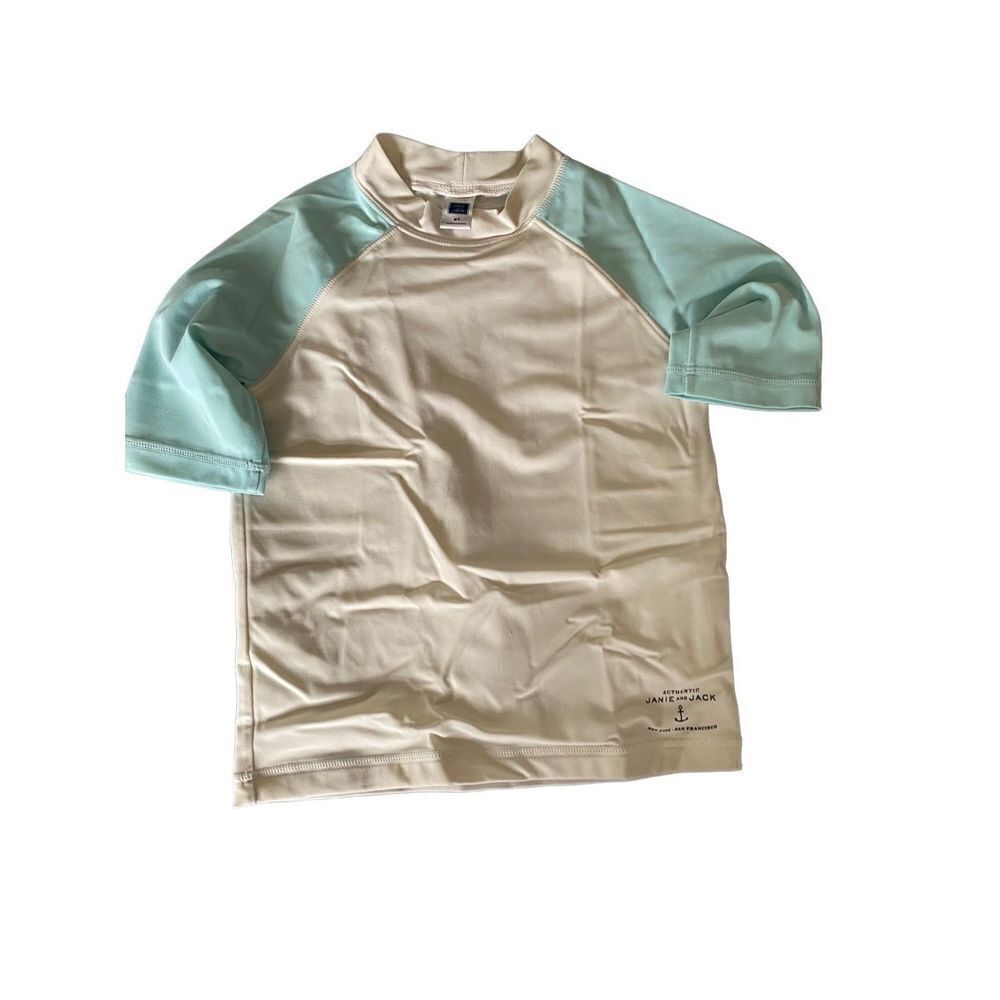 Janie and jack toddler boys, white and blue rash guard size 2T